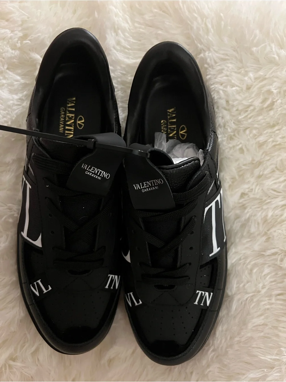 Valentino Garavani Black Sneakers with White Logo Accents